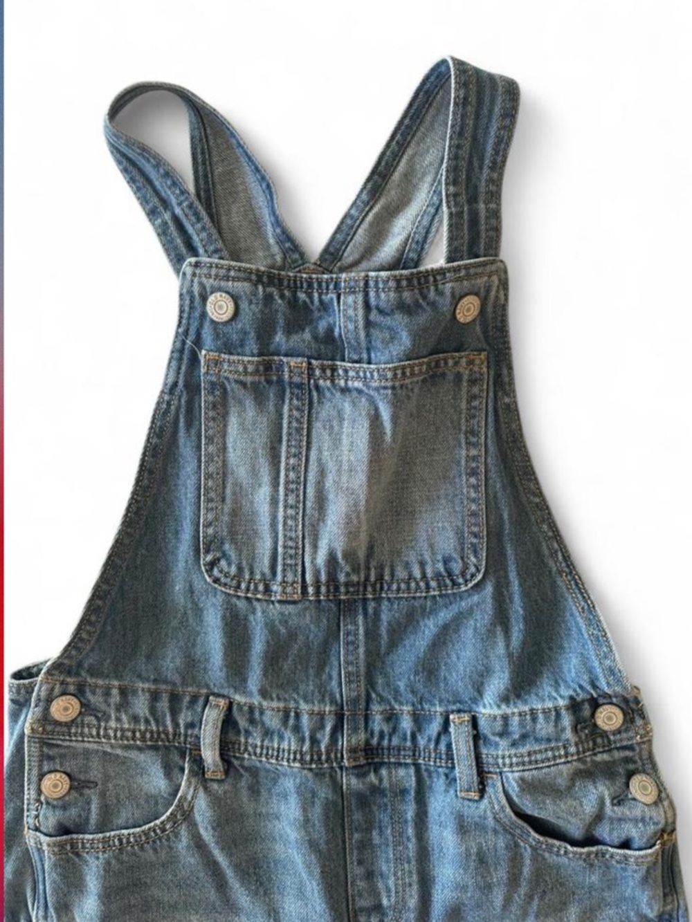 Old Navy Denim Overalls Youth L 10-12/Women’s XS Distressed 90s Vintage Style - Picture 5 of 9